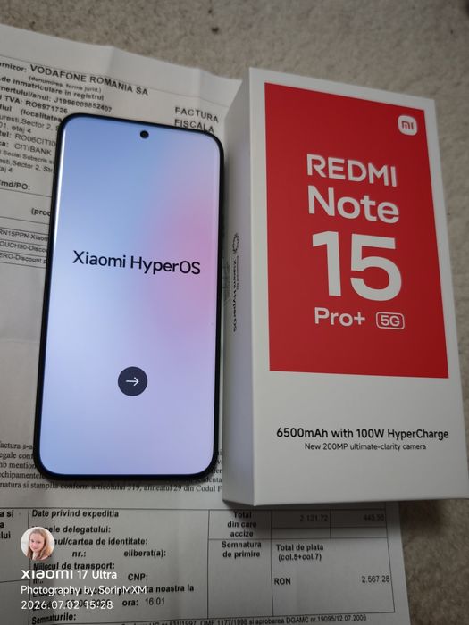 Xiaomi Redmi Note 15 Pro Plus -512 GB / 12 GB RAM / Black /Nou
