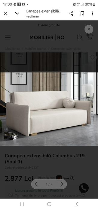 Canapea extensibila gri deschis noua