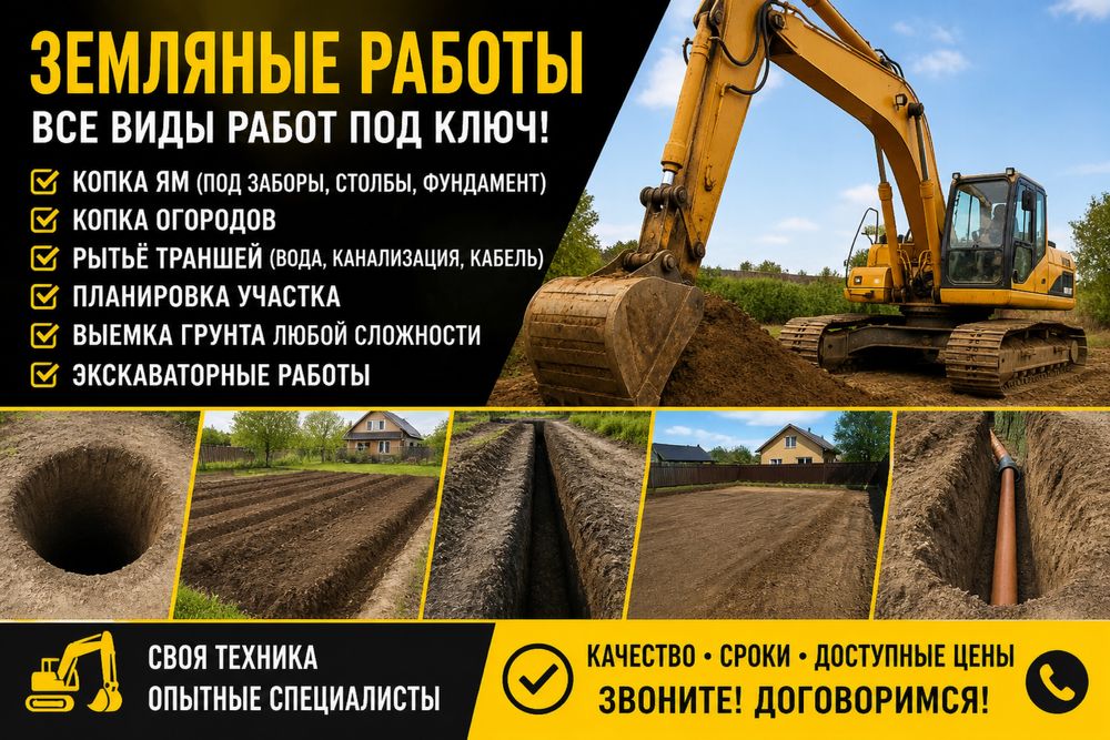 Копка земли , ям , траншей , септиков