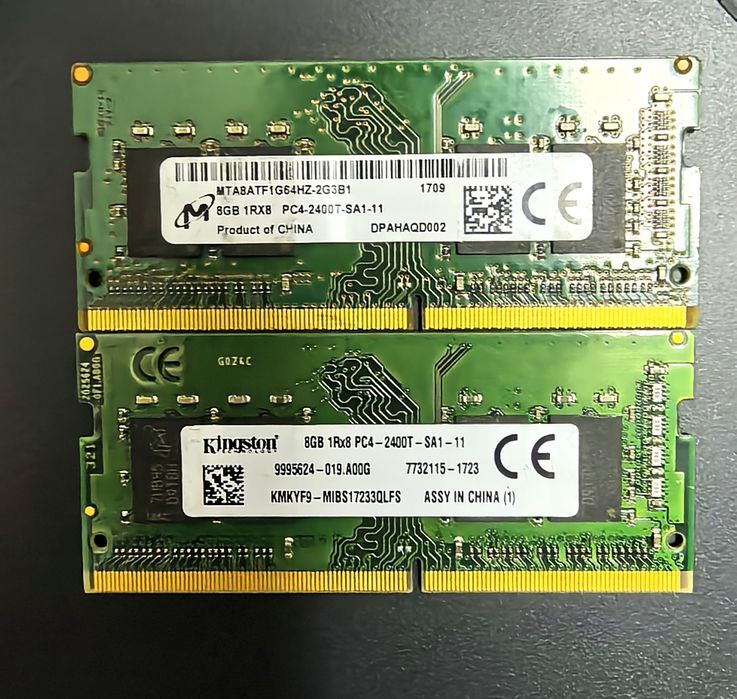 Set 16GB RAM Laptop DDR4 2400MHz (2x8GB) Kingston & Micron
