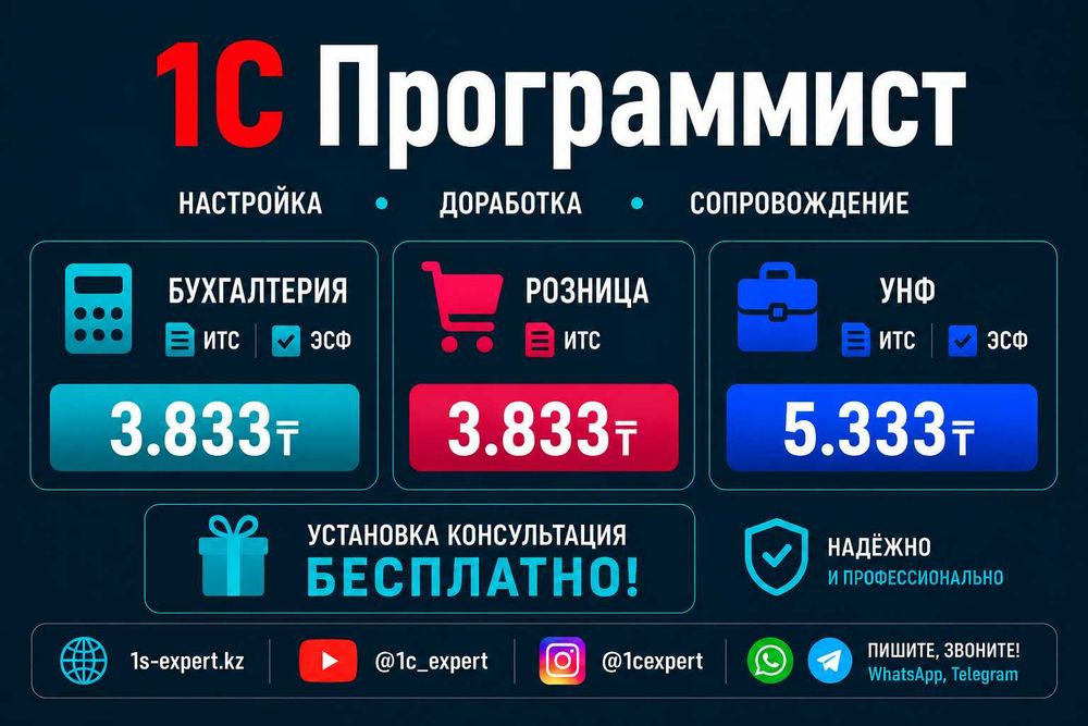 1С Программист Бухгалтерия Облако ЗУП Розница УНФ Программа Аптека УТ