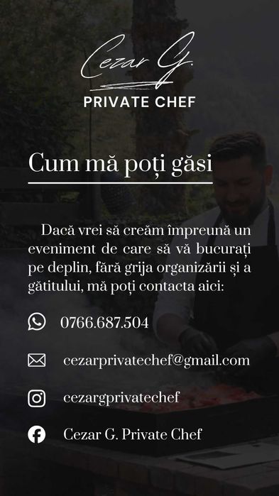 Bucătar evenimente | Private Chef | Pentru grupuri, weekend-uri la cabane si pensiuni, team buildinguri, etc în Brașov și împrejurimi