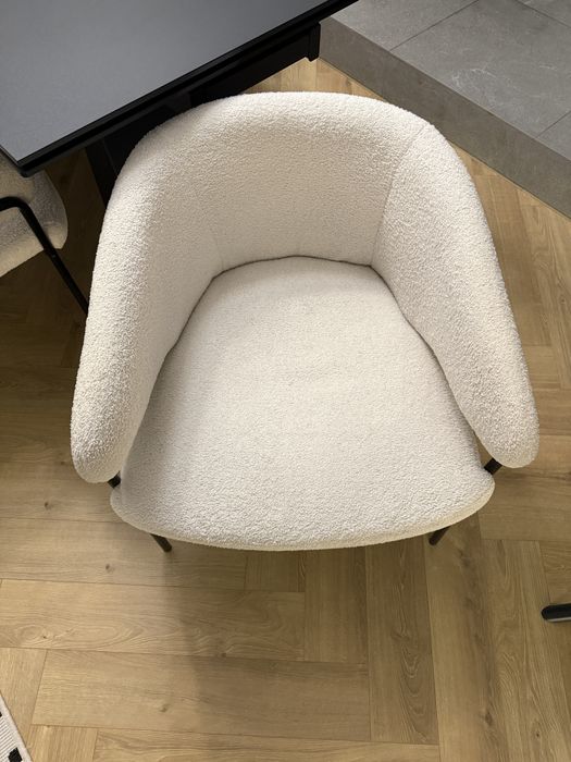 Set 4 Scaune/Fotolii metal alb boucle