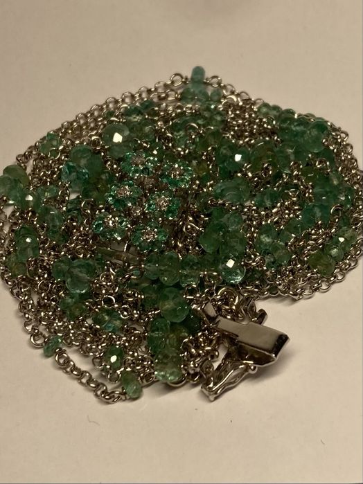 Bratara aur alb 18kt.cu smaralde si diamante