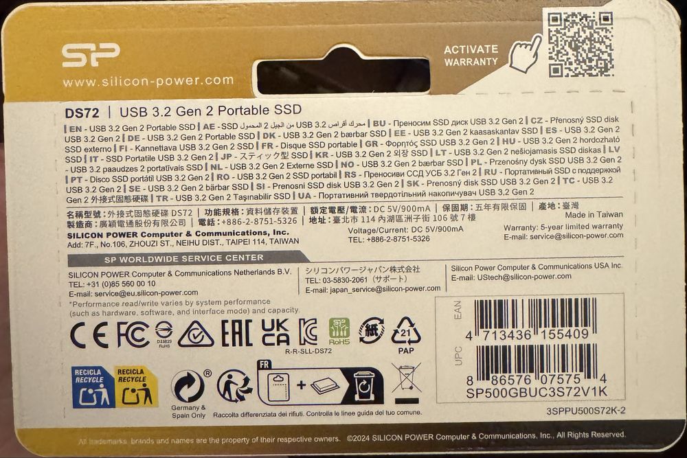 Внешний SSD Silicon Power DS72 500GB Black