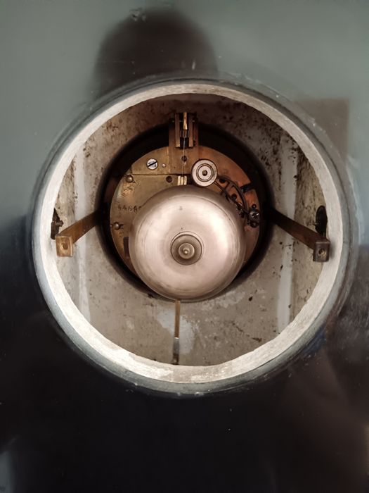 Ceas Mantel Napoleon III Calcit negru, Marmură, perioada 1900,Franța