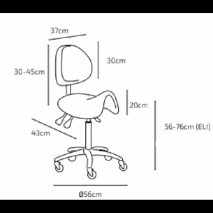 Козметичен стол -табуретка с облегалка Eli 56/76 см -силиконови колела