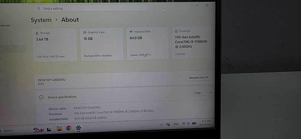 RTX 3080 16GB 4TB SSD 64GB Рам и Intel I9 - Lenovo Legion 7 16IHG6