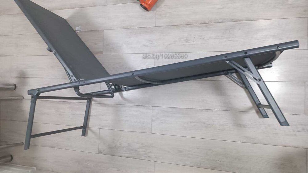 Шезлонг GREEN с регулируема височина до 120 кг 180x55x32/91 см сив