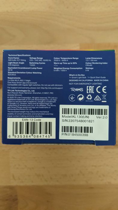 Bec Smart Inteligent WiFi Multicolor TP-Link Kasa KL 130