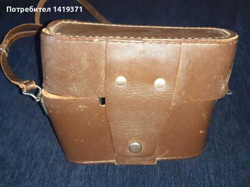 Кафяв калъф от естествена кожа за фотоапарат с презрамка Zenith Зенит