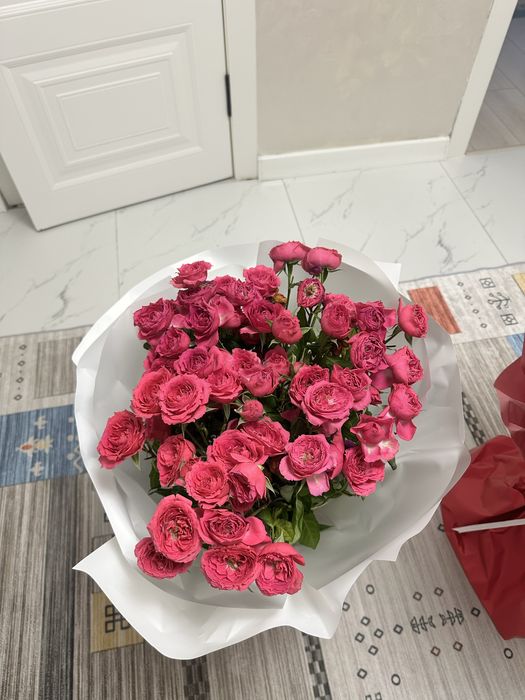 кустовые розовые розы