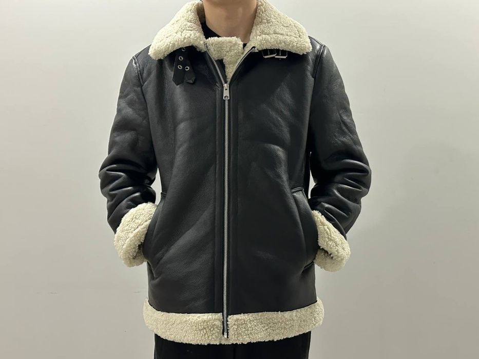 Мужская дубленка в стиле авиатор