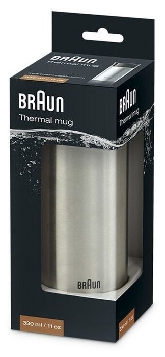 Кружка-Термос Braun BRSC001, 330мл, нержавеющая сталь, серебристый