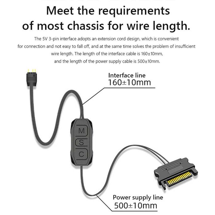 RGB контролер HUB адаптер, за компютър 5V 3Pin, Sata захранване