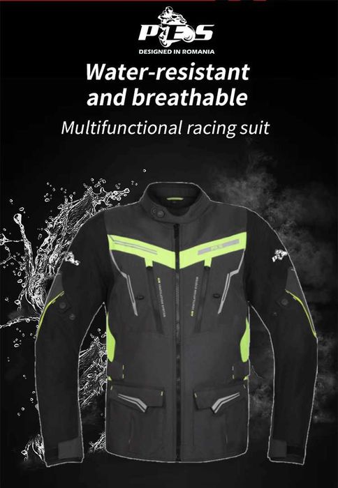 Geacă moto textilă impermeabilă cu protecții Level 2 mesadă iarna