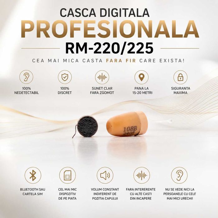 Casca de copiat Digitala 4.8mm - NU interfereaza cu alte Casti de copiat | Fara Piuit | Sisteme de copiat