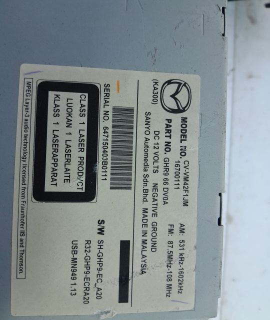 Radio CD navigatie 2.2 diesel ghr966dv0a Mazda 6 GJ  [din 2012 pana  2015] seria