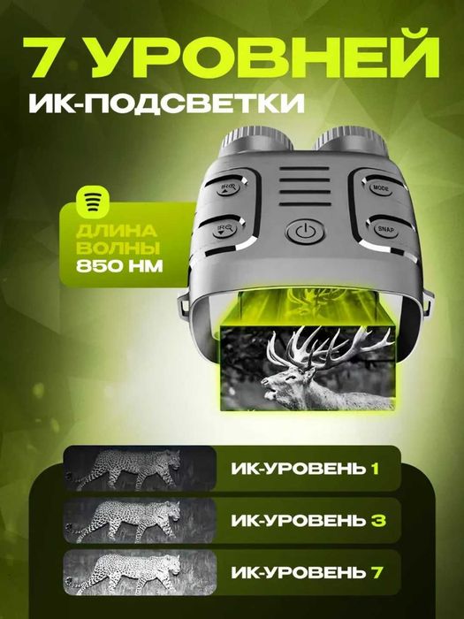 Прибор ночного видения с экраном 2.4 дюйма, фото и видео 2.5К Zoom x10
