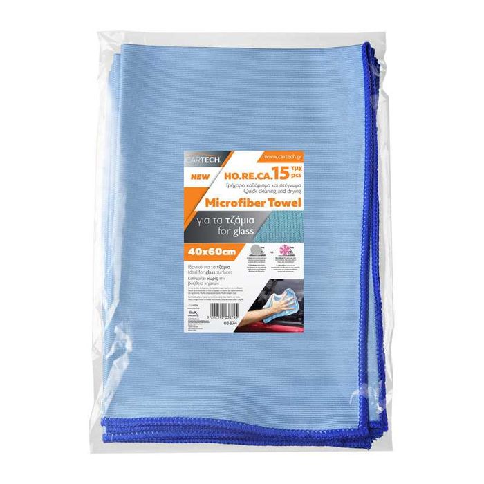 Микрофибърна кърпа за стъкло комплект от 15бр. 40x60 CarTech