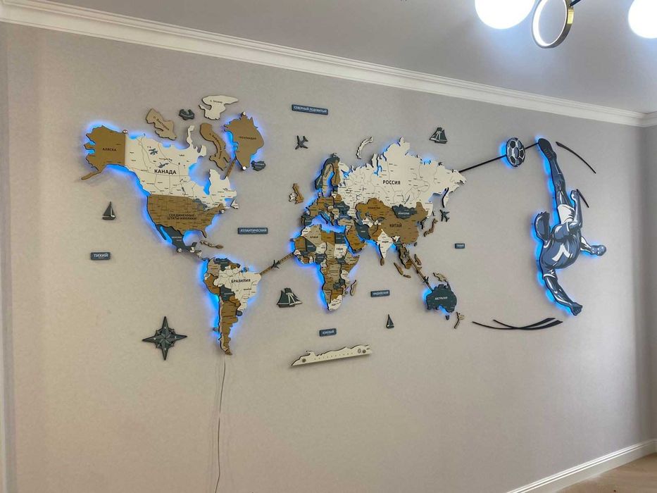 Карта мира интерьерная