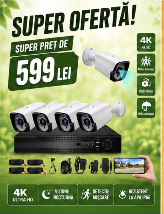 Vindem si Montam Camere Supraveghere Video KIT Complet 4/8/12 CAMERE