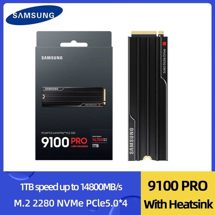 SAMSUNG 9100 PRO with Heatsink 1TB, PCIe 5.0 M.2 2280, Speed 14,800