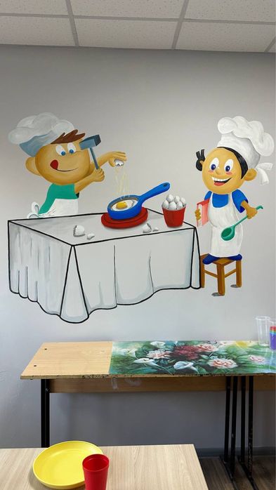 Роспись стен садиков, школ, кофе