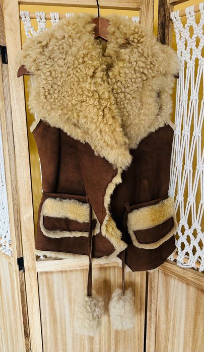 Vesta dama piele & blana miel