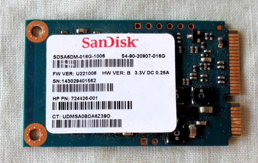 SSD диск разъём mSATA SanDisk 16Gb SATA3