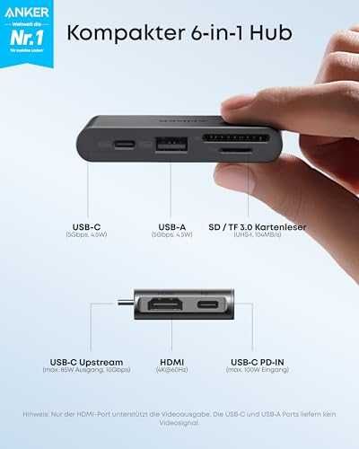 Anker Nano 6 in 1 USB-C PD Media Hub медиен хъб