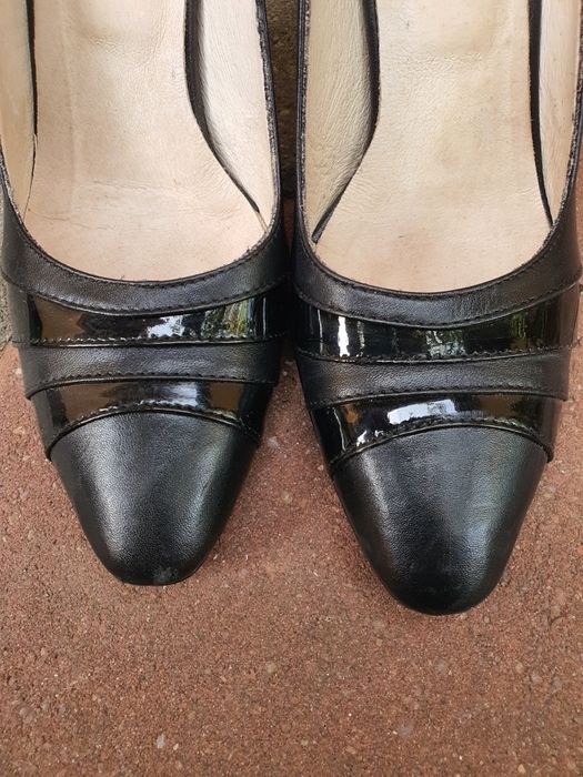 Pantofi cu toc din piele, negri, 35