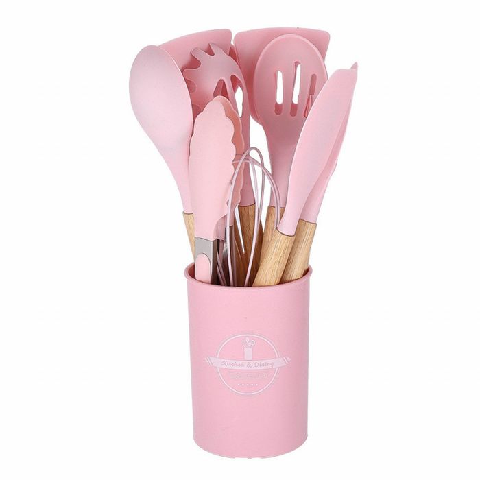 Комплект тенджери + подарък кухненски прибори розов, черен или зелен ц