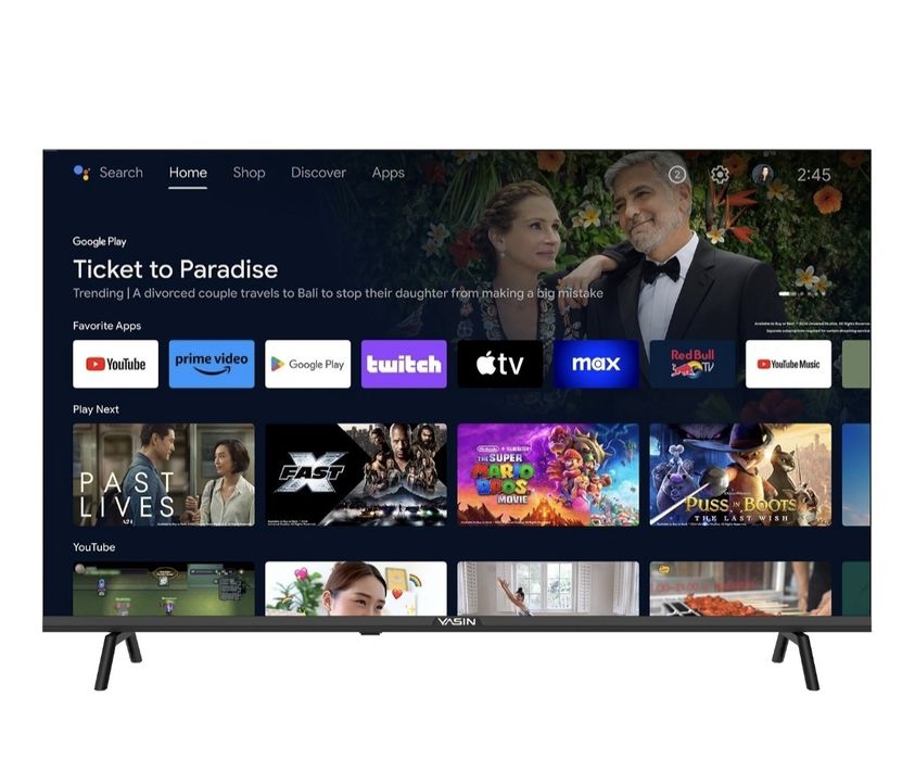 Новый Телевизор Smart, Google tv, LED - 43'' (109см) Yasin.