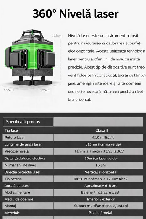 Nivela Laser ZELNO 4D cu 16 linii