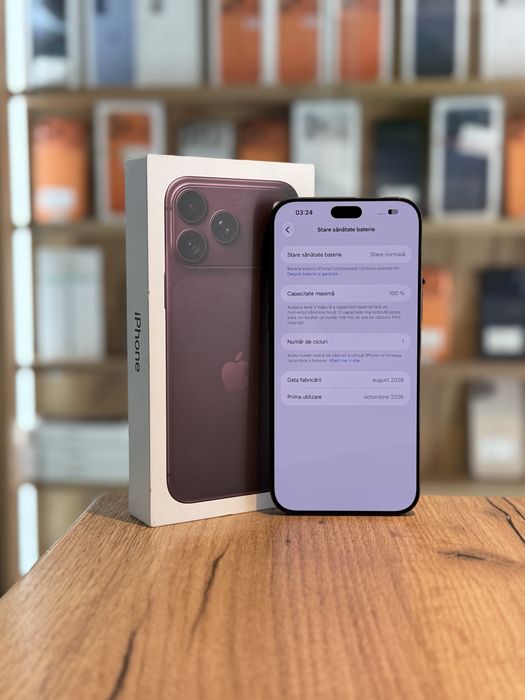 iPhone 18 Pro Max 256Gb Burgundy/Baterie100%/Garantie  12 luni @atsgsm.ro