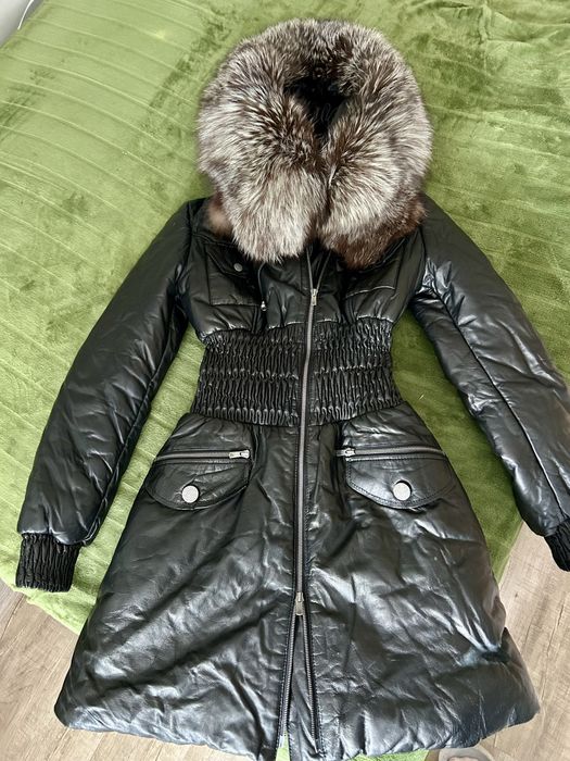 Пухено яке от естествена кожа