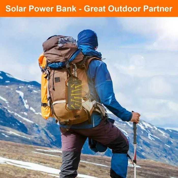 SOLPOWBEN 49800mAh Соларно зарядно за iPhone/Android, 22.5W бързо зареждаща се соларна батерия