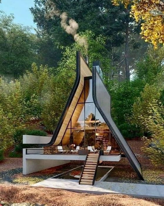 A-frame дом для дачи и загородного отдыха
