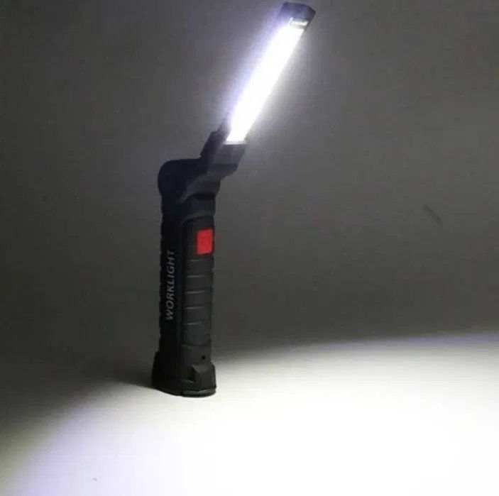 Работна лампа LED фенер с магнит сгъваем с чупеща глава USB зареждане