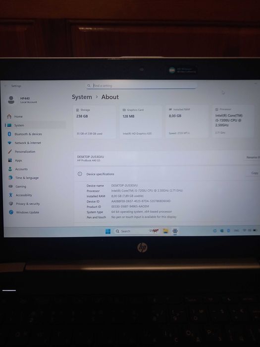 HP ProBook G5 - 14,4 ''  i5-7200U 8GB RAM 256GB  SSD - перфектен