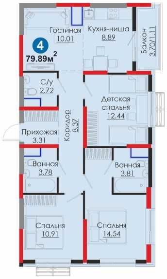 4к квартира в Мирабадском районе за 125 000 у.е.