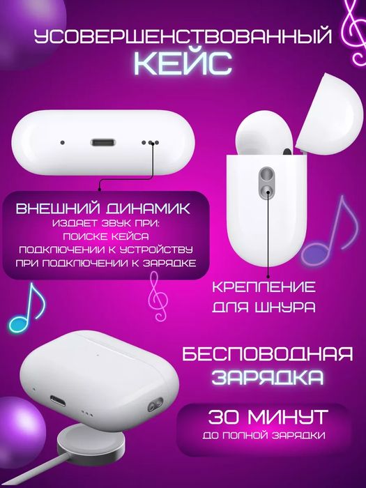 Аирподс Про 2 с шумуоподавлением 100%