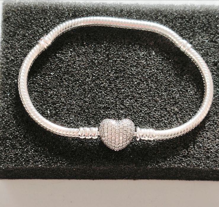 Brățara Nouă Pandora Moments Silver Heart Sparkle Argint S925 Ale