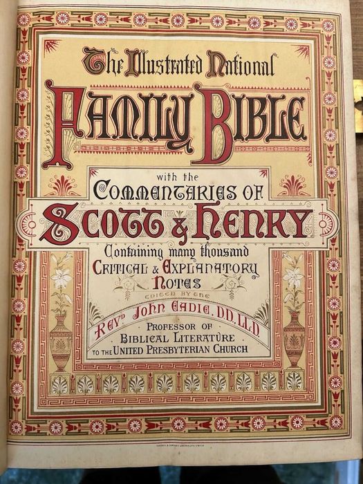 Biblia / Biblie veche , 1870 , engleza , 6 kg , 34 x26x9 cm , piele