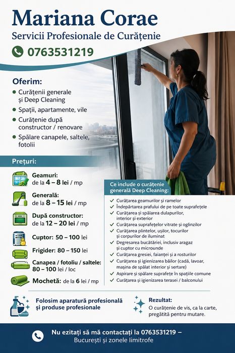 Curățenie la domiciliu,curățenie case,apartamente, impecabilă – după renovări,curatenie generală, întreținere
