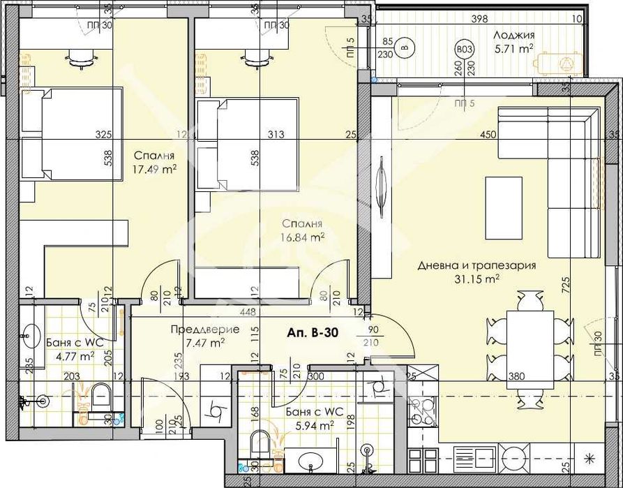 Тристаен апартамент в Кършияка 441 - 15669