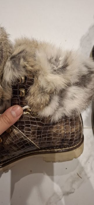 Естествена кожа боти New Italia Shoes, бежови!