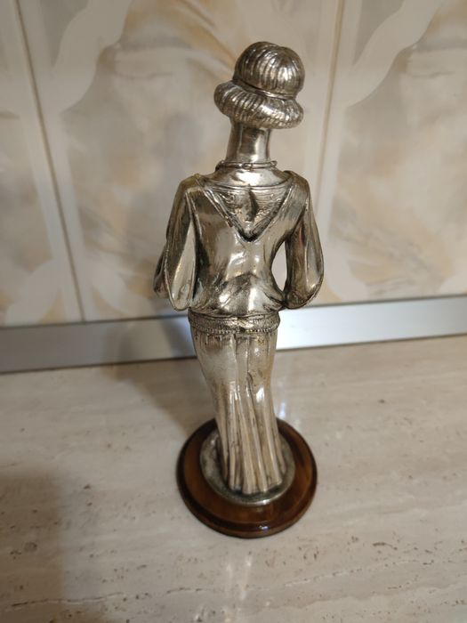Statuie argintata 925 de colectie veche și cutie lemn argint bijuterii