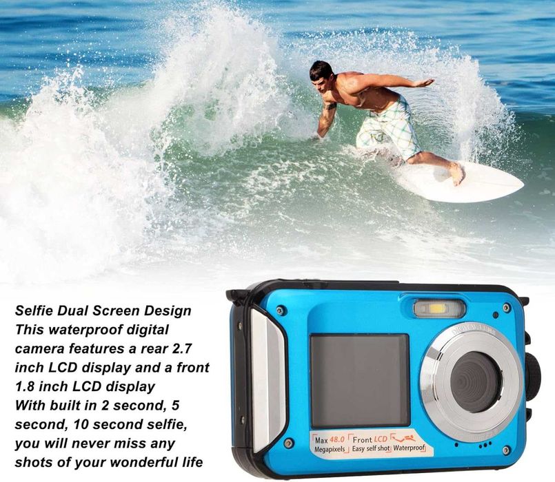 Подводна водоустойчива камера, до 3 метра, Full HD 2.7K 48MP автофокус